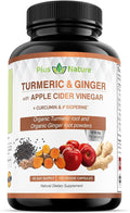 120 Capsules of USDA Organic Turmeric Root Powder USDA Organic Ginger Powder and Apple Cider Vinegar Powder with Curcumin (95% Curcuminoids) and Bioperine 1410 mg per Serving in Veggie Capsules