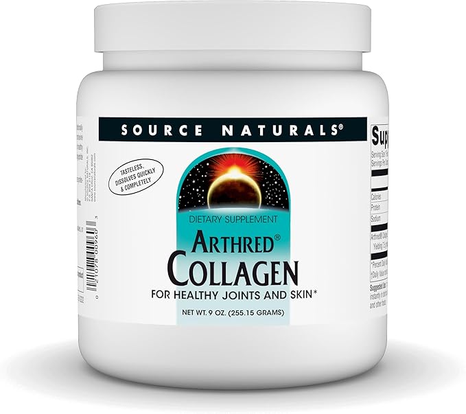 Source Naturals Arthred Collagen Protein Powder - Unflavored Quick Dissolve Hydrolyzed Peptides - Anti Aging Support For Bone Joint &amp Skin Health - 9 oz (30 Servings)