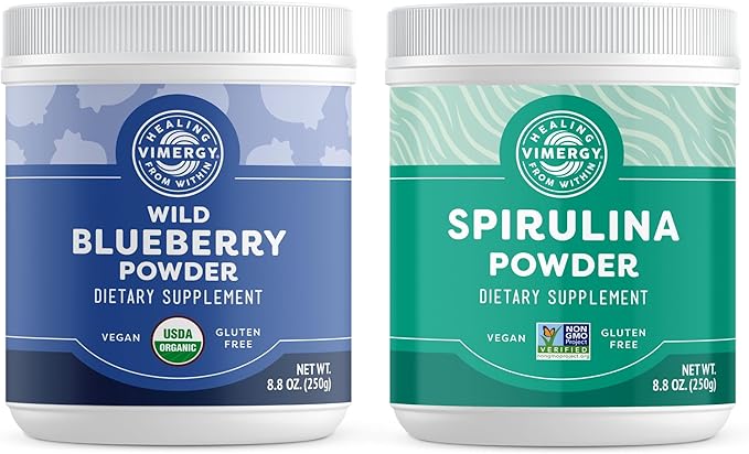 Vimergy Wild Blueberry (250g) &amp Spirulina Powder (250g) Kit