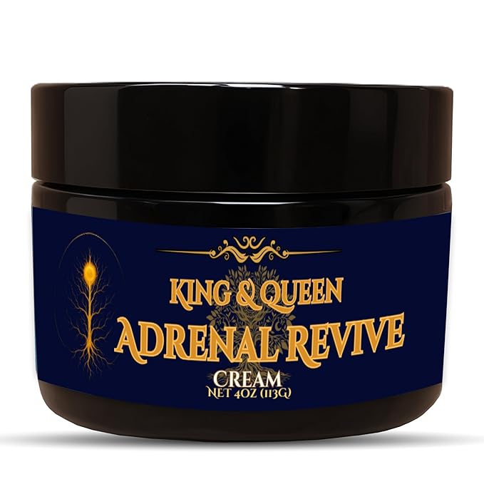 Adrenal &amp Cortisol Support Cream – Stress &amp Energy Balance | Ashwagandha Rhodiola Ginseng Magnesium | 4 oz – Adrenal Revive by King &amp Queen Wellness