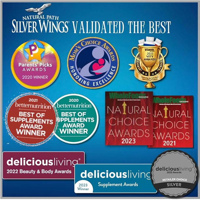 Natural Path Silver Wings Colloidal Silver 500ppm (2500mcg) Immune Support Supplement 16 fl. oz.