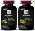 Aloe Vera - Anti-Wrinkle Complex - Alpha Lipoic Acid Collagen Support Green Coffee Bean L-Glutathione Lycopene Grape Seed Hydration Power Turmeric Skin Texture Boost 2 Bottles 120 Capsules