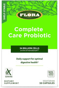 Flora - Shelf-Stable Complete Care Probiotic with 34 Billion CFU Contains Lactobacillus and Bifidobacterium Strains Non GMO Strains Gluten Free 30 Vegetarian Capsules