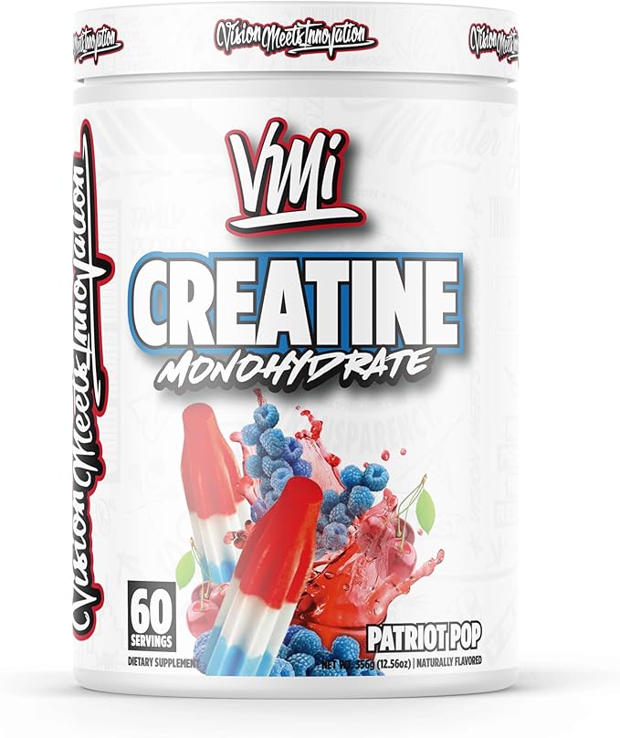 VMI Sports Creatine Monohydrate Powder Muscle Mass – Strength – Size – Power | 5 Grams per Serving (60 Servings Patriot Pop)