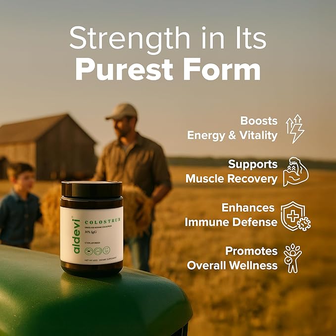 Bovine Colostrum Powder Grass-Fed &amp Pasture-Raised Made in USA cGMP High IgG Unflavored Mixes Easily Gut &amp Immune Support Third-Party Tested 30 Servings