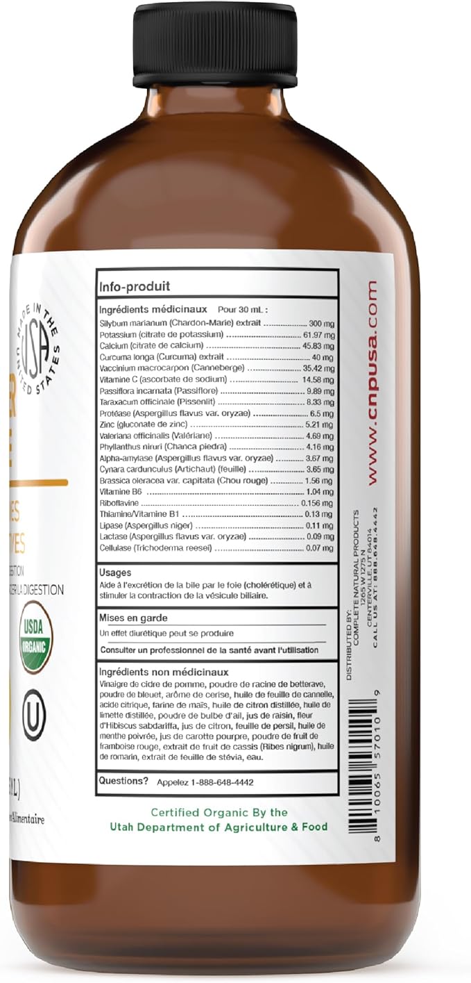 Complete Natural Products Gallbladder Support Liquid 16oz Supplement - Apple Cider Vinegar Formula with Turmeric Beet Milk Thistle Enzymes Digestive Cleanse Aid for Liver Health USA Made Kosher