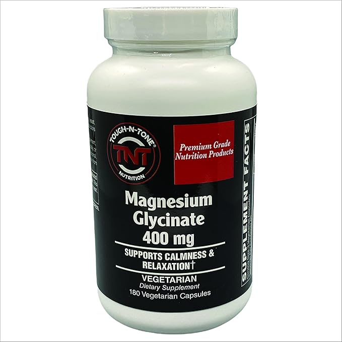 TOUGH-N-TONE Magnesium Glycinate 400 mg Capsules Maximum Absorption Vegan/Vegetarian No Gluten No Soy and No Dairy Free Relaxation