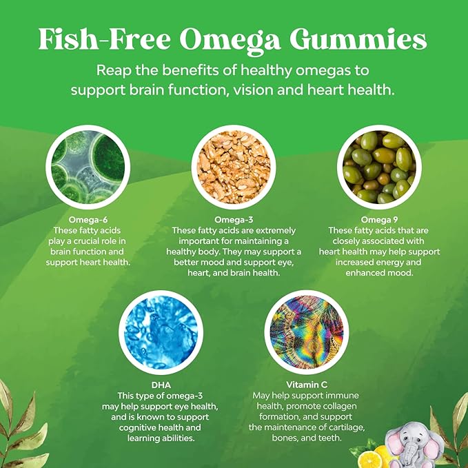 Bundle of Kids Gummies - DHA Fatty Acids Omega 3 6 9 for Brain Immune Strength &amp Vision and Multivitamin for Immune Support with Vitamins A C D3 E B6 &amp B12 Zinc &amp Iodine
