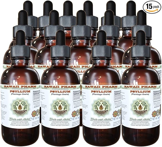 Psyllium Alcohol-Free Liquid Extract Psyllium (Plantago Ovata) Seed Glycerite Natural Herbal Supplement Hawaii Pharm 15x4 fl.oz