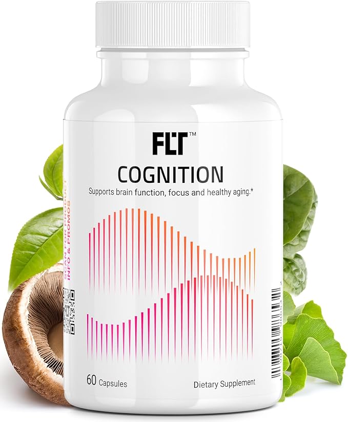 FLT Cognition Supplement – Focus Improved Memory Recall &amp Clarity Nootropic with Ergothioneine L-Theanine Gingko Biloba Lutein &amp Green Coffee Bean Extract – 60 Capsules | Vegan