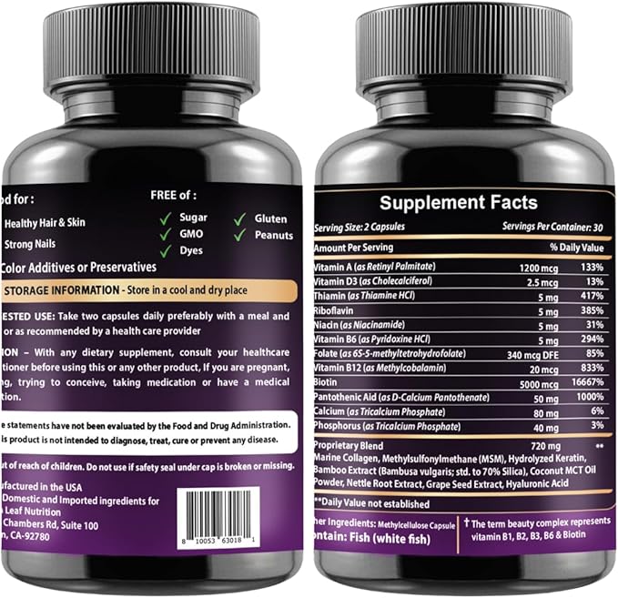 VITBOOST Biotin Collagen Keratin with Magnesium – Hair Skin Nails &amp Muscle Support Supplement Set