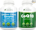 Calcium Citrate Complex 1000mg + CoQ10 100mg - 365 Vegan Capsules + 240 Softgels Bundle - Without Vitamin D - Made in USA