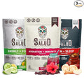 Salud Variety 3-Pack | 2-in-1 Calm + Sleep (Punch) Hydration + Immunity (Hibiscus) &amp Energy + Focus (Cucumber Lime) - 15 Servings Each Drink Mix Non-GMO Gluten Free Low Calorie 1g of Sugar