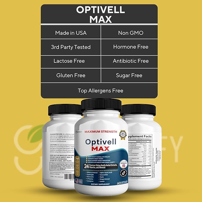 Optivell MAX Eye Health Supplement 24 Premium Vision Vitamins &amp Minerals 60 Capsules 30 Day Supply (3)
