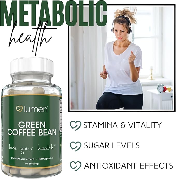 Lumen Naturals Green Coffee Blend for Women – 2400mg Per Serving – with Green Coffee Bean Extract – 180 Veggie Capsules – 60 Servings – Non-GMO &amp Gluten-Free (180 Count (Pack of 1))