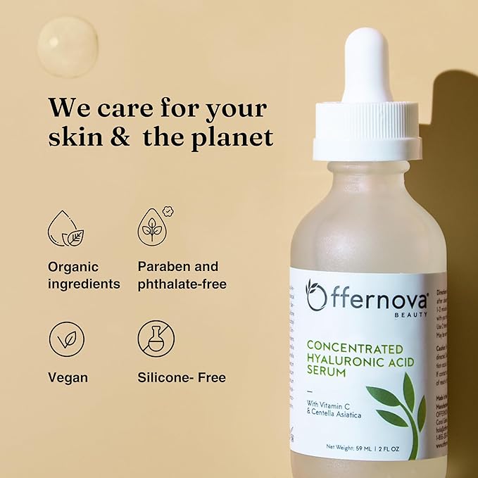 Offernova Collagen &amp Hyaluronic Acid Bundle – Hydrolyzed Collagen Powder + Hydrating Hyaluronic Acid Serum for Radiant Skin Strong Hair &amp Joints – Anti-Aging &amp Beauty Duo