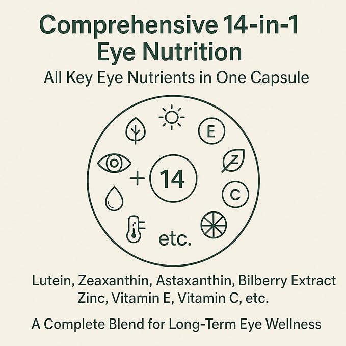 14 in 1 Advanced Eye Formula – Eye Vitamin and Mineral Supplement with Lutein Zeaxanthin Zinc &amp Bilberry Extract – Vision &amp Focus Support (2)