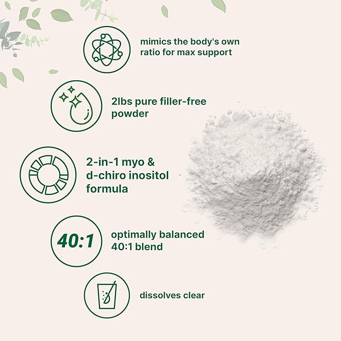 Micro Ingredients Myo-Inositol &amp D-Chiro Inositol Powder 2lb (442 Servings) | 40:1 Ideal Ratio Inositol Supplement for Women | Supports Hormonal Balance &amp Ovarian Health | Non-GMO Vegan Fil