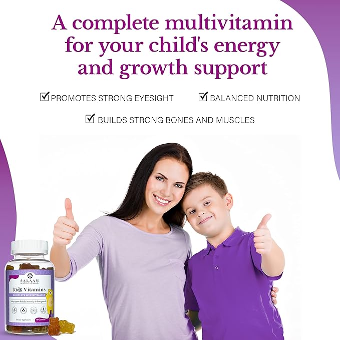 Salaam Nutritionals - Multivitamins Multivitamins for Kids Gummy Vitamins with 13 Essential Vitamins + Minerals Bone and Immunity Support 90 Count 1 Pack