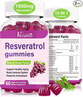 High Purity Resveratrol Gummies 98% Trans-Resveratrol with Quercetin Coq 10 Vitamin C Reservatrol Supplement for Antioxidant Anti-Aging 120 Gummies