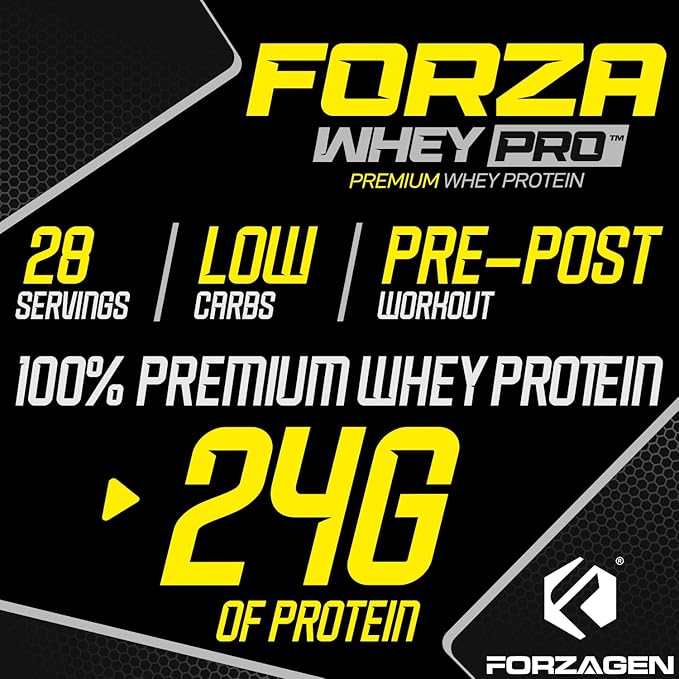 Forzagen Whey PRO Low Carb Protein Powder | 24g of Protein per Serving No Added Sugar Gluten Free Premium Whey for Shakes &amp Mixes for Men &amp Women BCAA | Birthday Cake 2 lbs. (28 Servings)