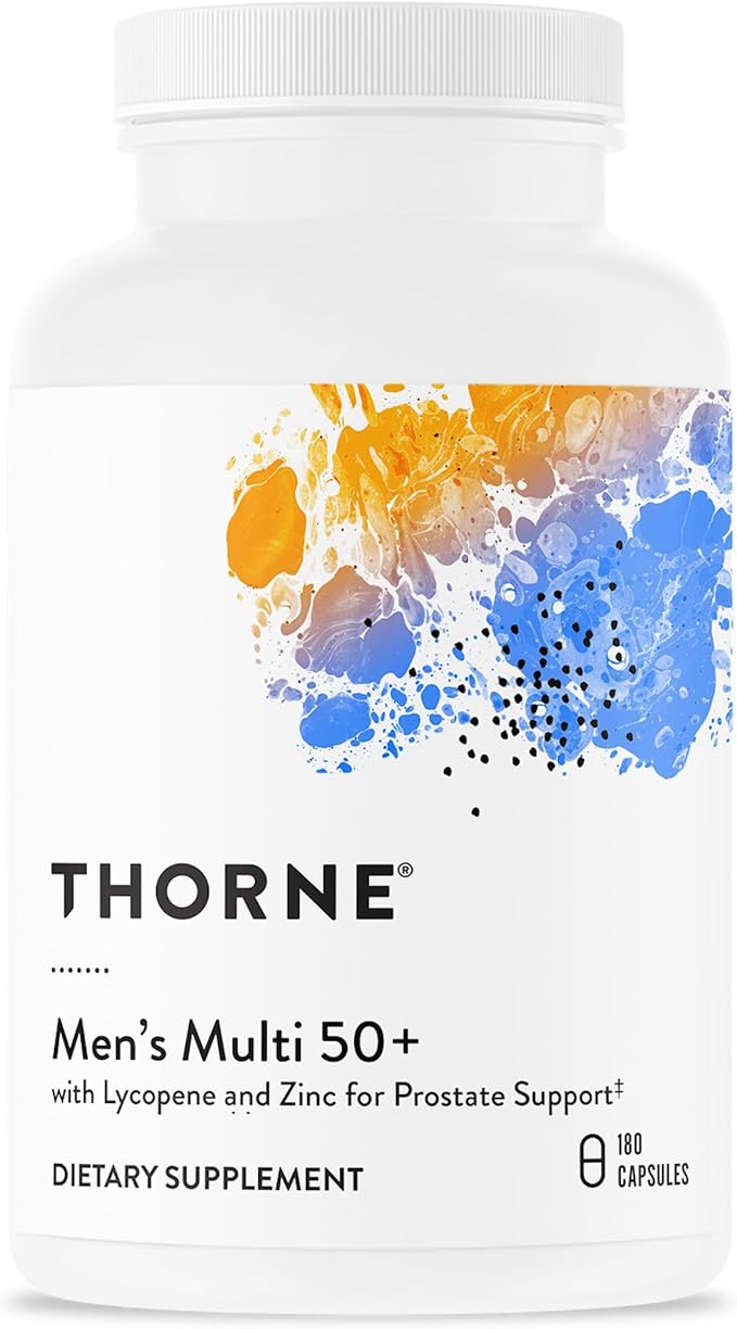 THORNE - Men's Multi 50+ - Comprehensive Daily Multivitamin with Vitamins A B6 B12 C D E Zinc &amp More - Support Heart Brain Prostate Muscle &amp Immune Health* - 180 Capsules