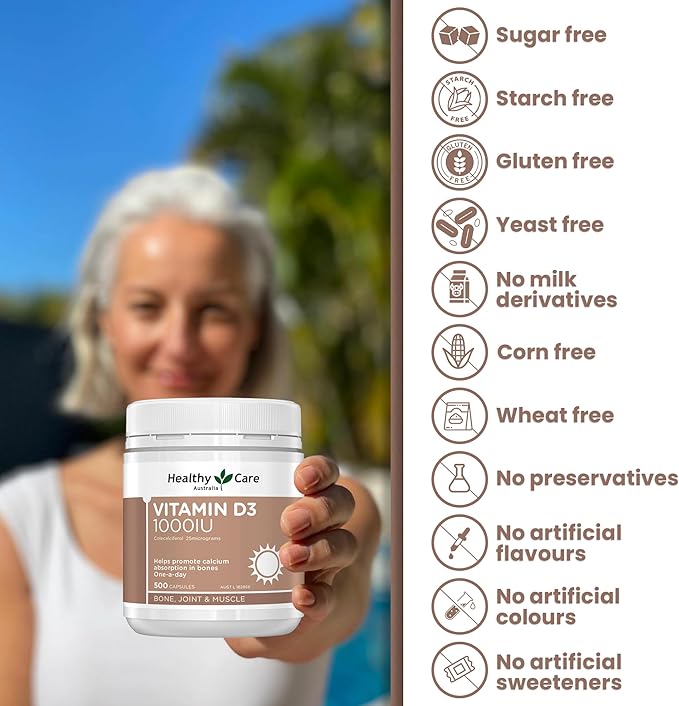 Healthy Care Vitamin D3 1000IU 500 Capsules