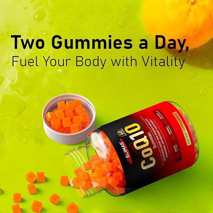 CoQ10 Gummies for Adults Fruit Flavored Chewable with Coenzyme Q10 Soft Gummy Format for Easy Daily Use 60 Count Bottle