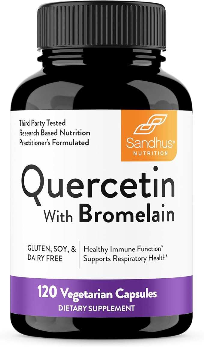 Sandhu's Zinc Supplement with Ionophores with Superior Absorption &amp Quercetin with Bromelain 1000mg Per Serving Bioflavonoids Supplement Complex| Supports Immune &amp Respiratory Health