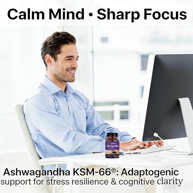 LIIFE KSM-66 Ashwagandha 600mg | with L-Theanine &ampBlack Pepper| Natural Stress Relief Cortisol &amp Sleep Aid Supplement for Men &amp Women | Muscle Growth &amp Mood Relaxation Energy |60 Veg