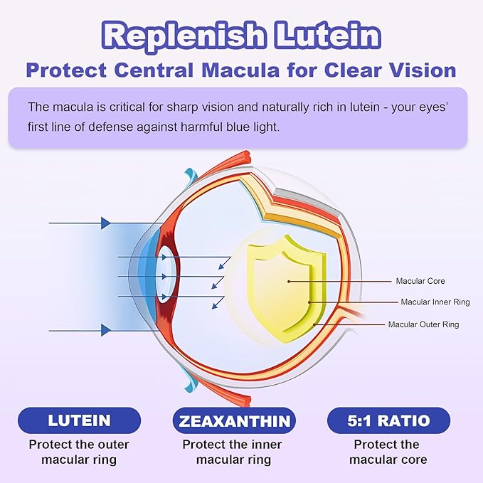 Sugar Free Lutein Gummies 25mg Lutein and Zeaxanthin Supplements for Eye Health13-in-1 Eye Care Formula with Omega-3 Bilberry Saffron-Vision Health Eye StrainDry EyesVegan Blueberry Flavor 120 Ct