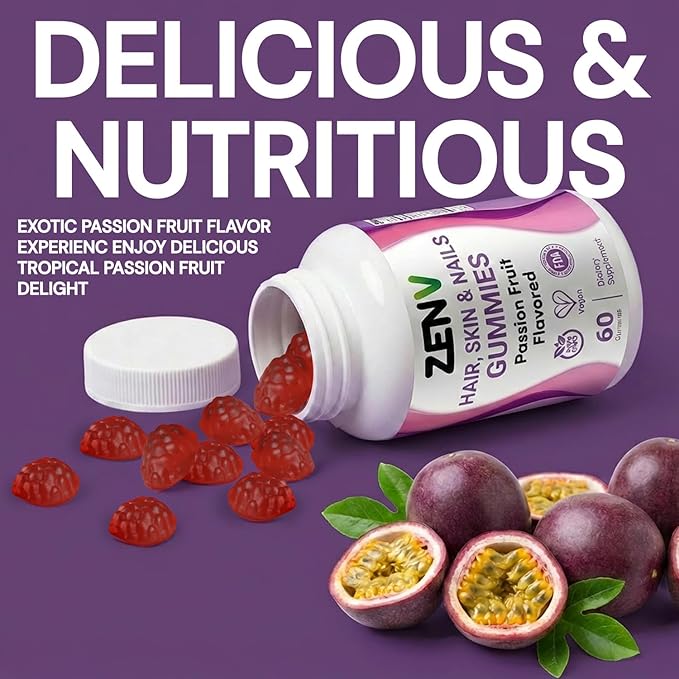 ZENV 3-in-1 Beauty from Within Supplement Bundle: Hair Skin &amp Nails Gummies Organic Apple Cider Vinegar Capsules Probiotic Gummies | 60-Day Supply for Radiant Glow &amp Gut Health
