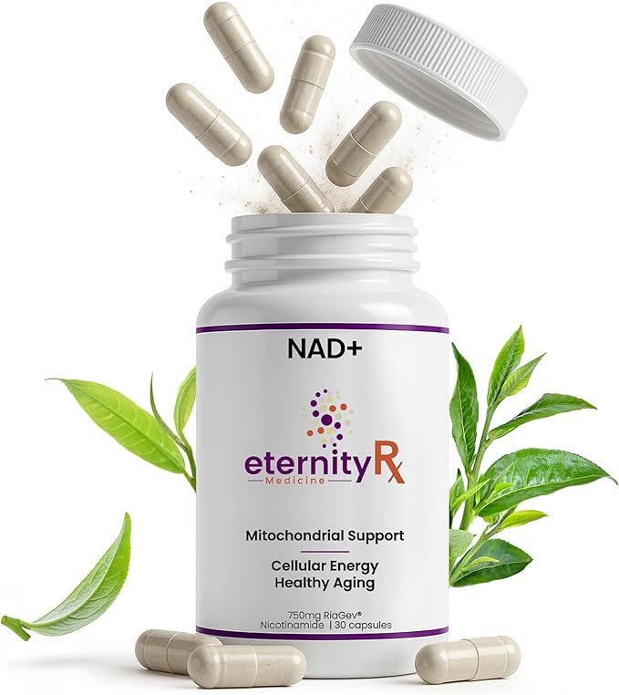 NAD+ Supplement with RiaGev®-WS™ – 750mg Ribose + Nicotinamide Ascorbate Complex – 30 Capsules – Mitochondrial Energy Healthy Aging &amp Detox – by Eternity Medicine