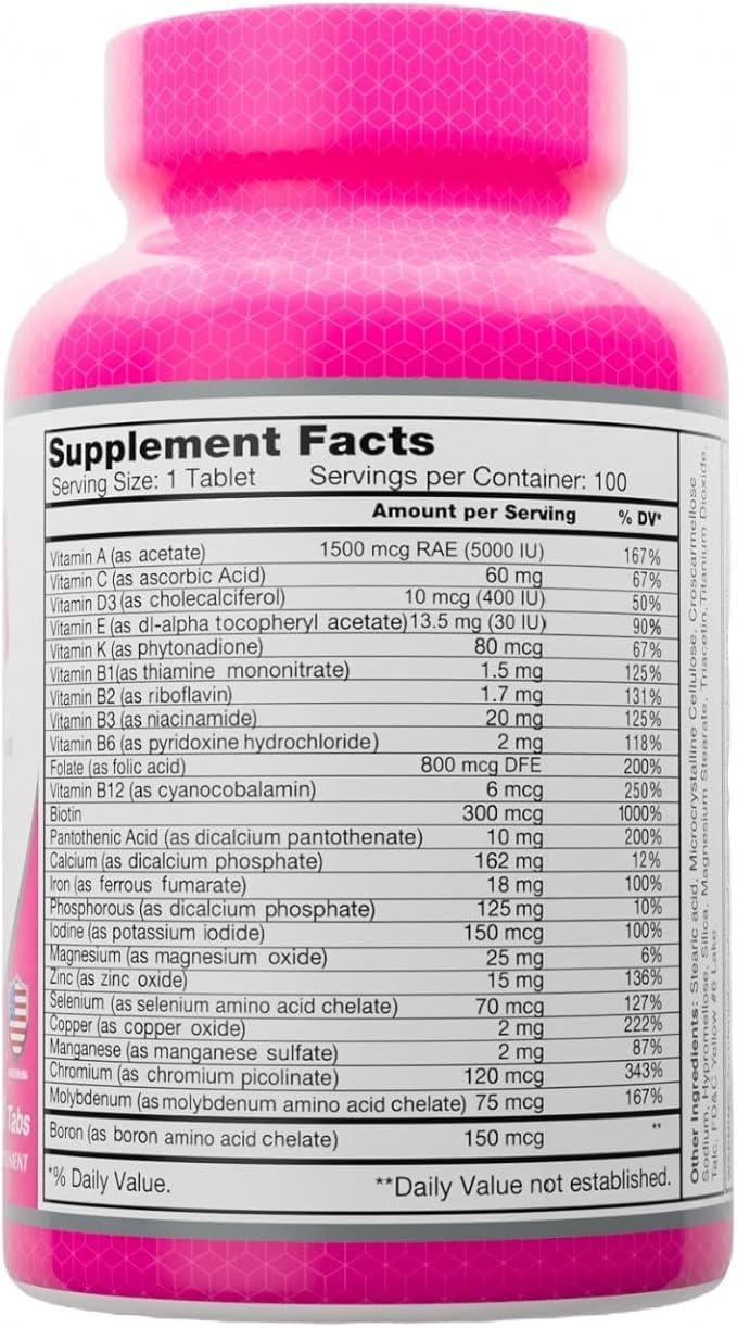 ALFA VITAMINS Multi Women Vitamins Dietary Supplement with Essential Vitamins &amp Minerals for Women - Amino Acids + Antioxidants - 100 Tablets