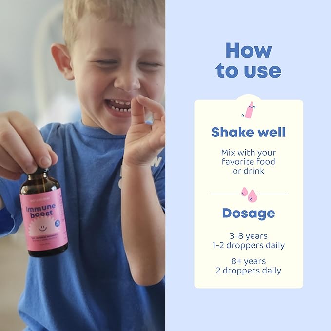 JoySpring Immune Drops - Kids’ Immunity Support Supplement (1 fl oz 30 Servings) with Organic Elderberry Liquid Echinacea Oregon Grape Root &amp Orange Peel for Ages 2-16+ Years and Adults