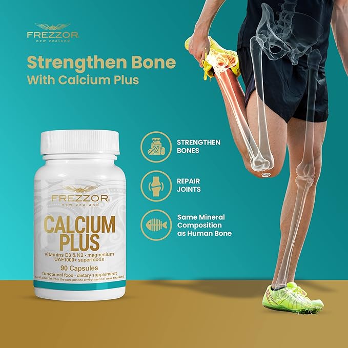 FREZZOR Calcium Plus with UAF1000+ Super Antioxidant for Bones Health &amp Bone Density Supports Healthy Body Weight Optimal Ratio of Essential Bone Building Minerals NZ Made 540 caps 6 Month Su