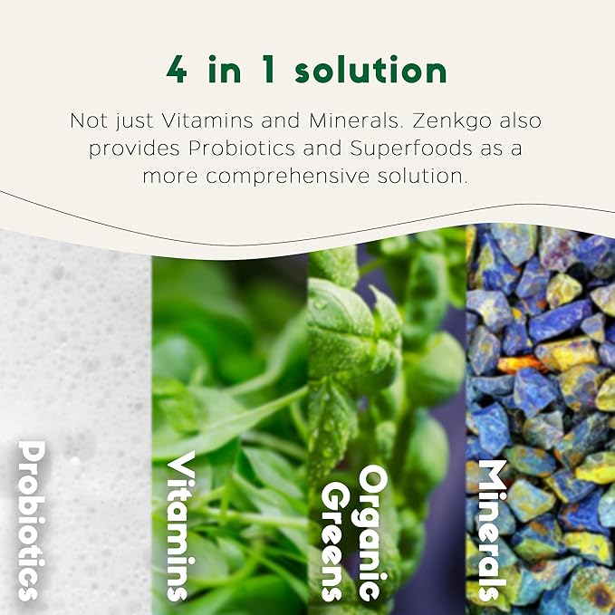 Zenkgo Women's Vitamins + Probiotics 25B CFU + Organic Whole Foods Supports Immunity Digestion Energy Daily Vitamins A E B6 B12 Vegan D3 K2 (MK-7) Folate Minerals Superfoods(60Ct/30Day)