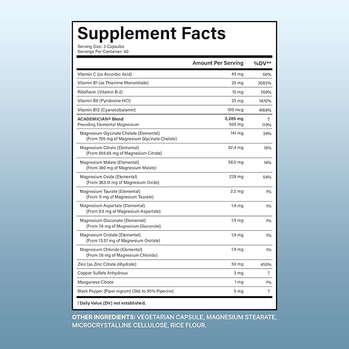 Magnesium Citrate Capsules with Magnesium Citrate Capsules Glycinate Malate Taurate Vitamin B Complex Supplement - 120 Count