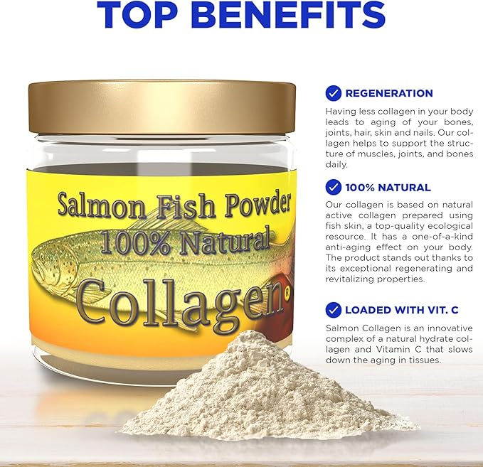 Salcoll Collagen - 100% Natural Bioactive Marine Collagen Powder - Unflavored Kosher can Help Bone Joint Skin Hair Health 1.23 Ounce One Month Supply