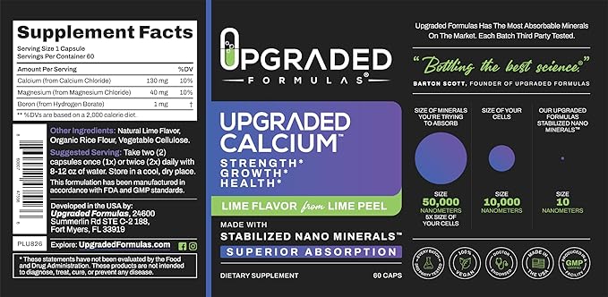 Upgraded Formulas Calcium Supplement - Strength Growth Heatlth - 60 Capsules