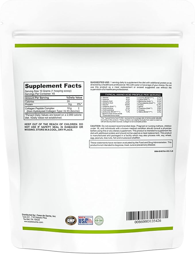 Casa de Sante Elemental Diet Grassfed Collagen Peptides and Vegan Protein Powder Low FODMAP Certified for IBS &amp SIBO Gut Friendly Bundle