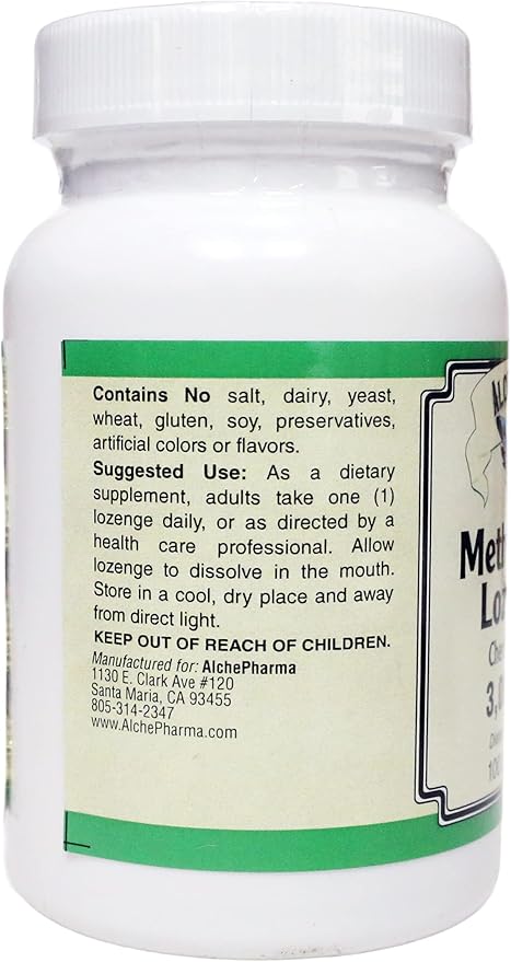 Methyl B-12 3000mcg w/Folic Acid Biotin and B-6 Lozenges (100 Lozenges)
