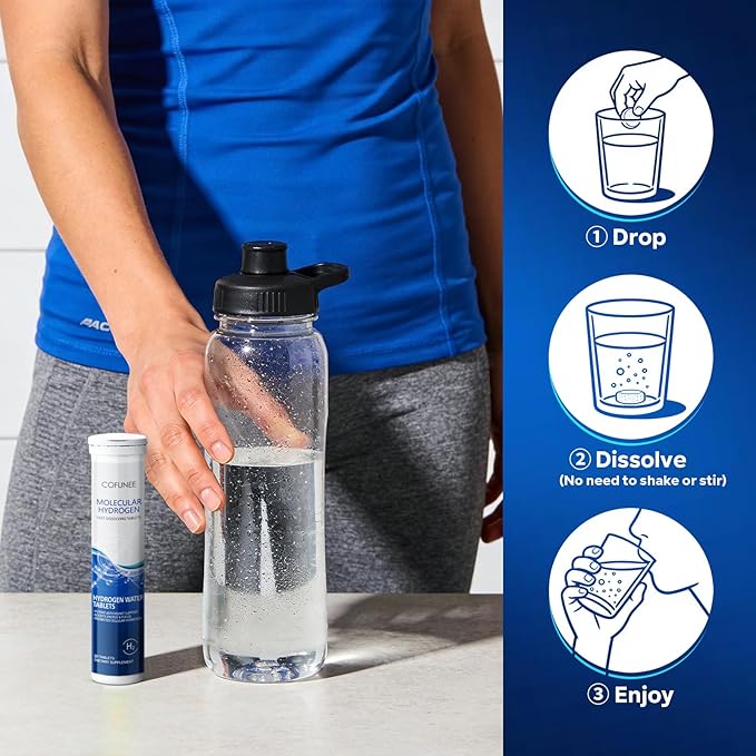 Hydrogen Tablets with Magnesium - H2 Molecular Hydrogen Tabs for Drinking Water Hydration Electrolytes Supports Healthy Aging Focus &amp Daily Energy Fast-Dissolving Tablets 60 Count