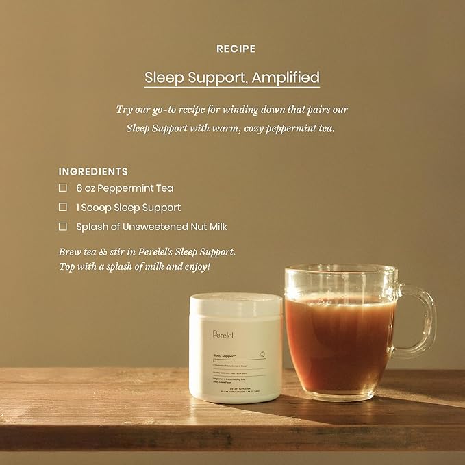 Perelel Sleep Support Magnesium Powder Blend with Lemon Balm Relaxing Herbal Formula Soy &amp Gluten Free Non GMO Honey Lemon Flavor 2.43 Oz