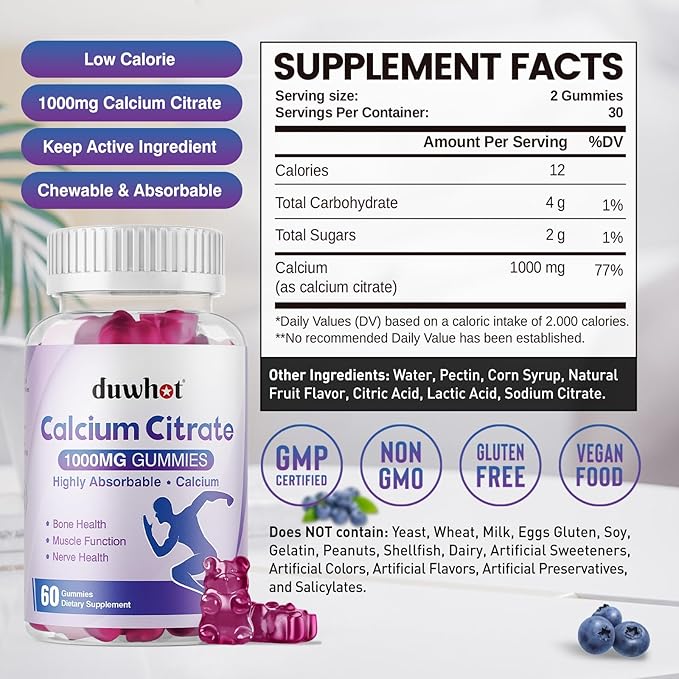 Calcium Citrate Gummies 1000mg &amp Magnesium Oxide Gummies 400mg Chewable Calcium Magnesium Supplements for Women &amp Men Bone Muscle Nerve Health