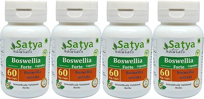 Boswellia Forte Capsules 500 mg. 60 Veg. Capsule | Boswellia (Boswellia Serrata) Extract Capsules for Men and Women | Ayurvedic Herbal Supplement/Remedies | 10:1 Forte (4 Bottles of 60 Capsules)