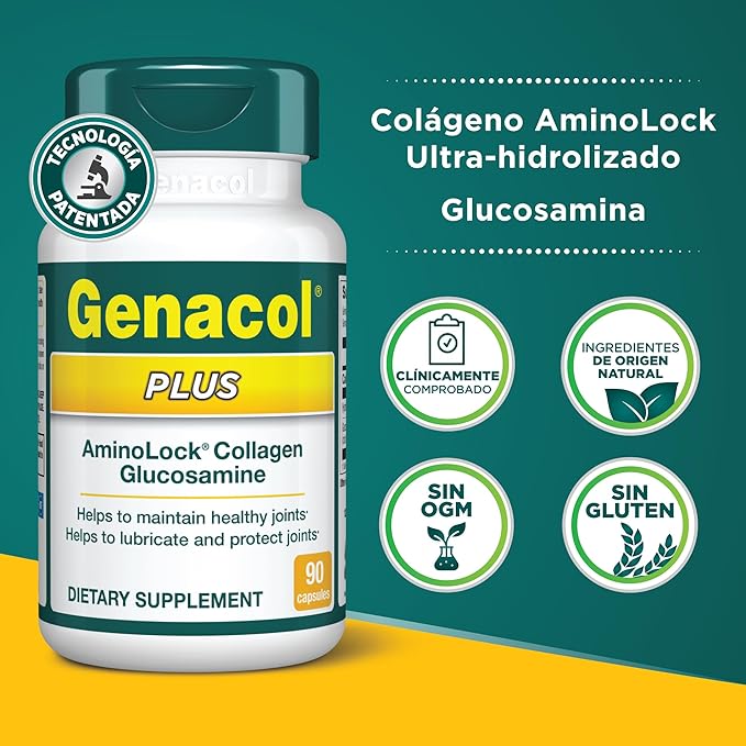 Genacol Plus – Glucosamine and Collagen Supplement Ultra-Hydrolyzed Collagen Peptides Eases Joint Movement Maintains Cartilage 90 Capsules (30-Day Supply)