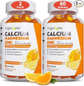 Calcium Magnesium Zinc Gummies for Adult: 1200mg Calcium Citrate with Vitamin D3 K3 - Natural Organic Sugar Free High Absorption Supplement for Women Men Kids(120Count)