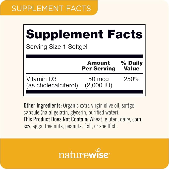 NatureWise Vitamin D3 2000IU (125mg) 360 Count + Vitamin E 400 IU (180mg DL-Alpha) 120 Count - Bundle for Immune Bone Heart Health Support - Gluten Free Non-GMO Halal Gelatin