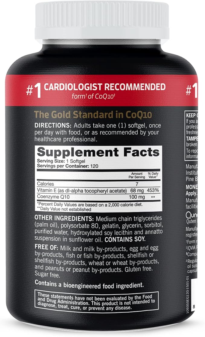 Qunol CoQ10 100mg Softgels Qunol Ultra CoQ10 100mg 3x Better Absorption Antioxidant for Heart Health &amp Energy Production Coenzyme Q10 Vitamins and Supplements 120 Count (Pack of 24)